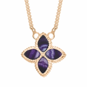 9ct Rose Gold Blue John eden Small Marquise Flower Necklace
