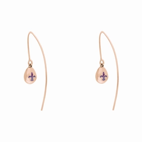 9ct Rose Gold Blue John Fleur De Lis Disc Drop Earrings