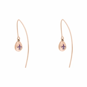 9ct Rose Gold Blue John Fleur De Lis Disc Drop Earrings