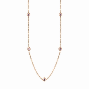 9ct Rose Gold Blue John Fleur De Lis Link Disc Chain Necklace