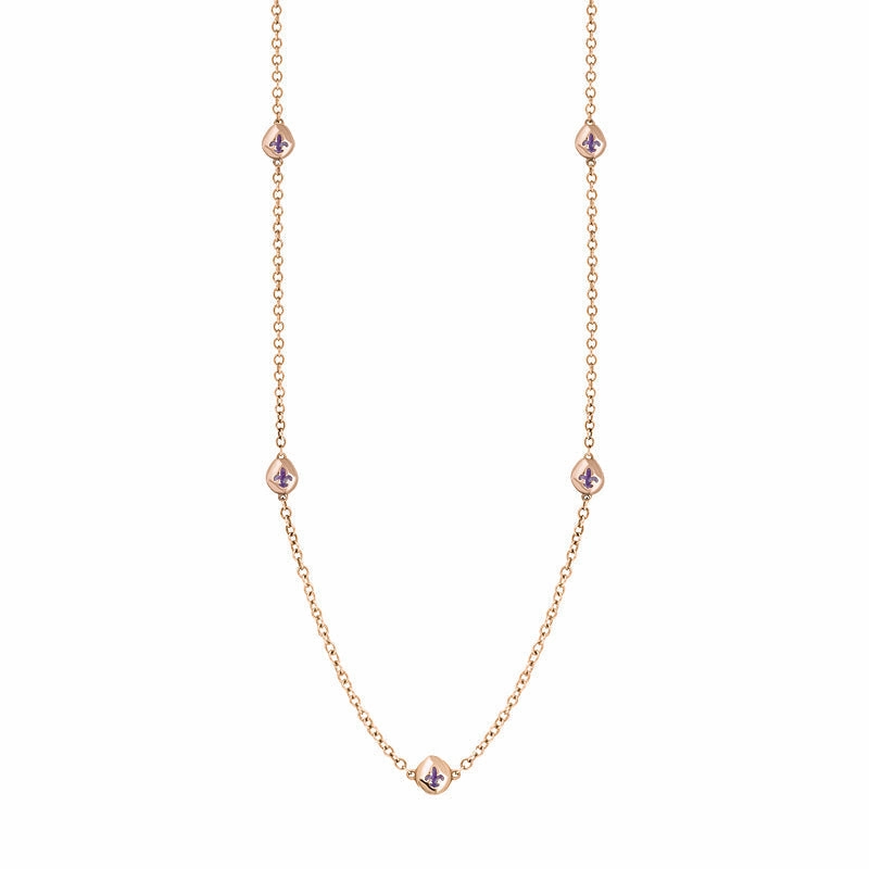 9ct Rose Gold Blue John Fleur De Lis Link Disc Chain Necklace