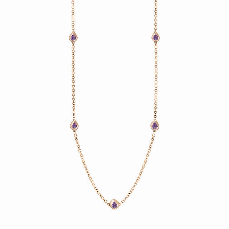 9ct Rose Gold Blue John Fleur De Lis Link Disc Chain Necklace