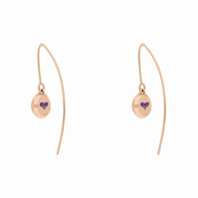 9ct Rose Gold Blue John Heart Disc Drop Earrings