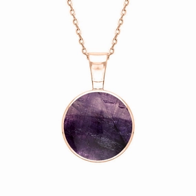 9ct Rose Gold Blue John Heritage Round Necklace