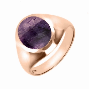 9ct Rose Gold Blue John Medium Oval Signet Ring