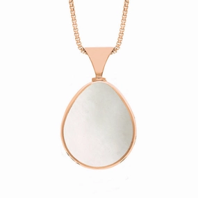 9ct Rose Gold Blue John Mother of Pearl Queens Jubilee Hallmark Double Sided Pear-shaped Necklace D