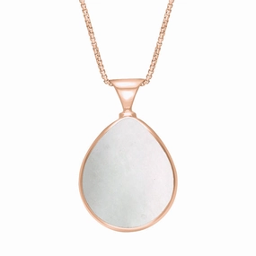 9ct Rose Gold Blue John Mother of Pearl Queens Jubilee Hallmark Double Sided Pear-shaped Necklace D