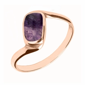 9ct Rose Gold Blue John Oblong Twist Ring