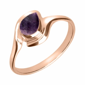 9ct Rose Gold Blue John Offset Pear Ring