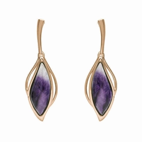 9ct Rose Gold Blue John Open Marquise Drop Earrings