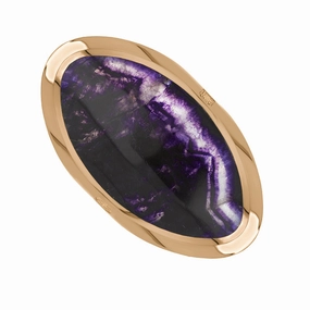 9ct Rose Gold Blue John Queen's Jubilee Hallmark Large Oval Ring D