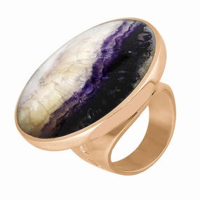 9ct Rose Gold Blue John Queen's Jubilee Hallmark Large Round Ring D