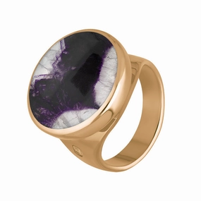 9ct Rose Gold Blue John Queen's Jubilee Hallmark Small Round Ring D