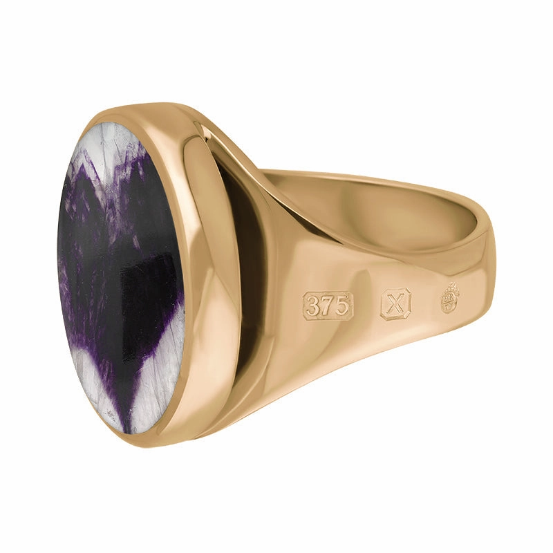 9ct Rose Gold Blue John Queen's Jubilee Hallmark Small Round Ring D