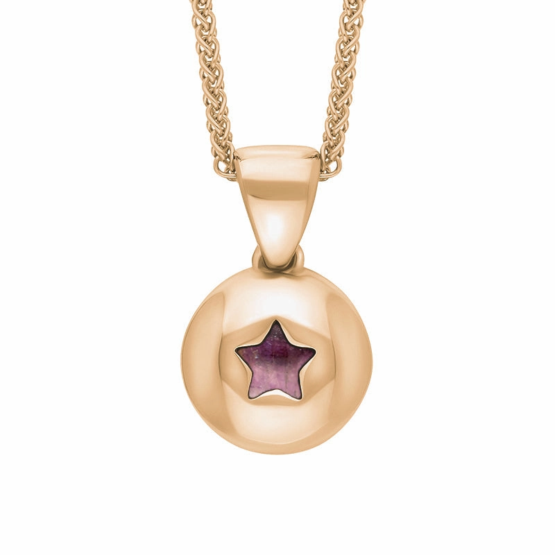 9ct Rose Gold Blue John Star Disc Necklace