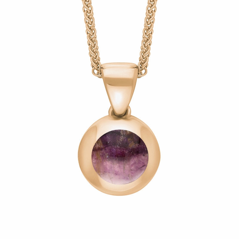 9ct Rose Gold Blue John Star Disc Necklace