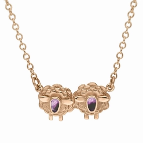 9ct Rose Gold Blue John Two Sheep Necklace