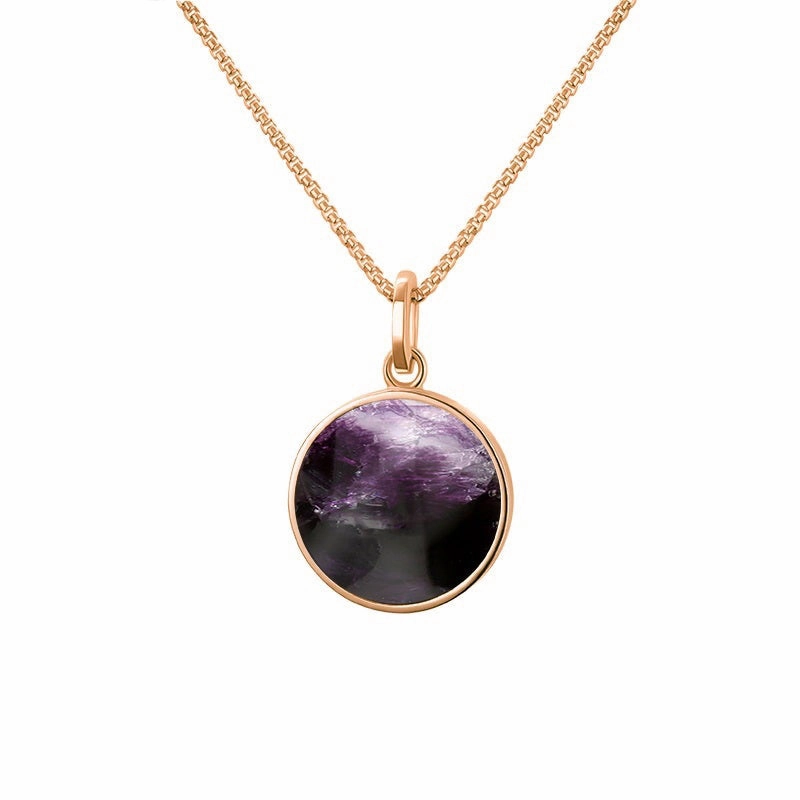 9ct Rose Gold Blue John  Zodiac Cancer Round Necklace