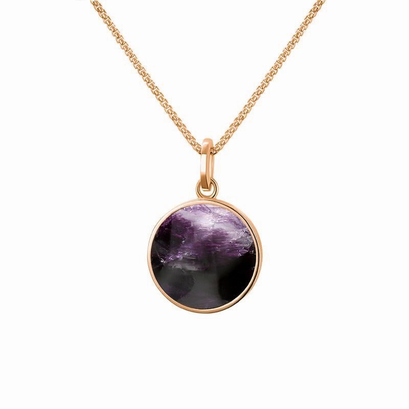 9ct Rose Gold Blue John  Zodiac Scorpio Round Necklace