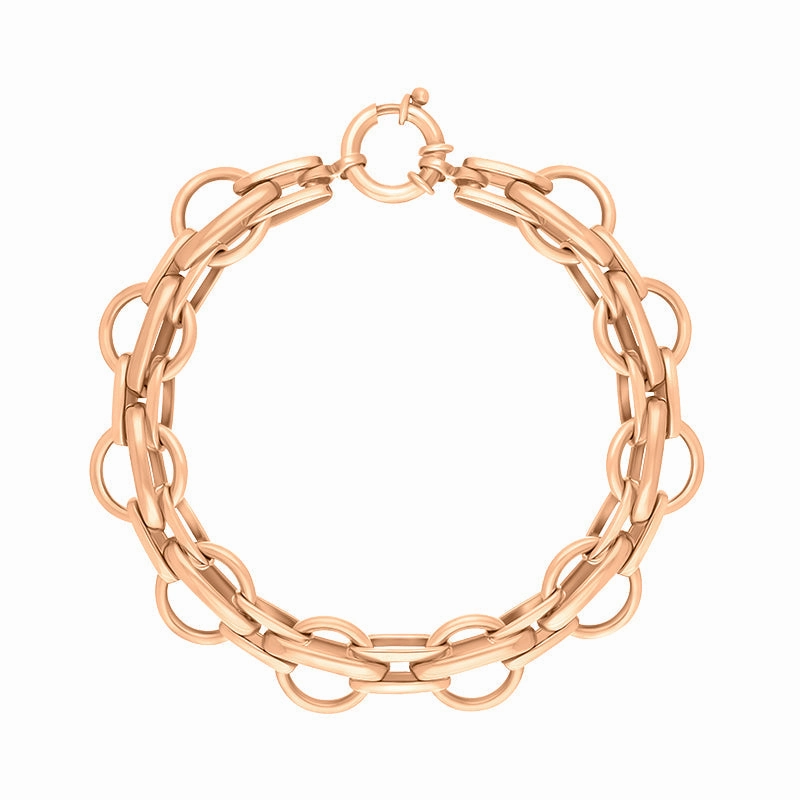 9ct Rose Gold Round Link Handmade Bracelet