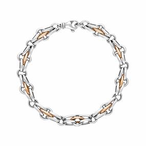 9ct Rose Gold Sterling Silver Multi Link Cable Chain Bracelet