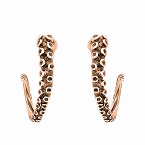 9ct Rose Gold Tentacle Hoop Earrings
