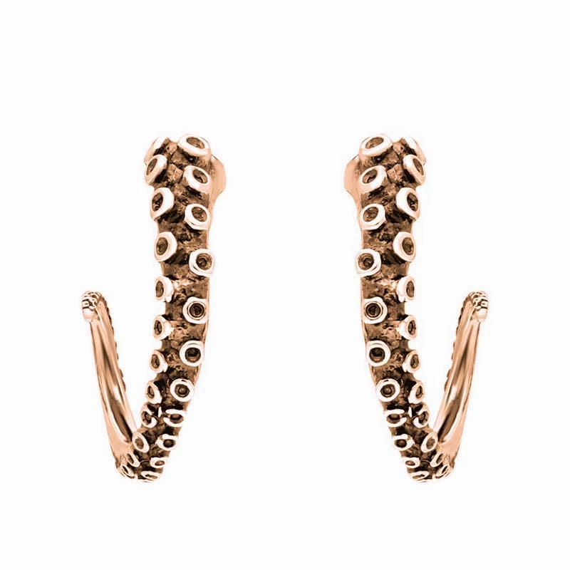 9ct Rose Gold Tentacle Hoop Earrings