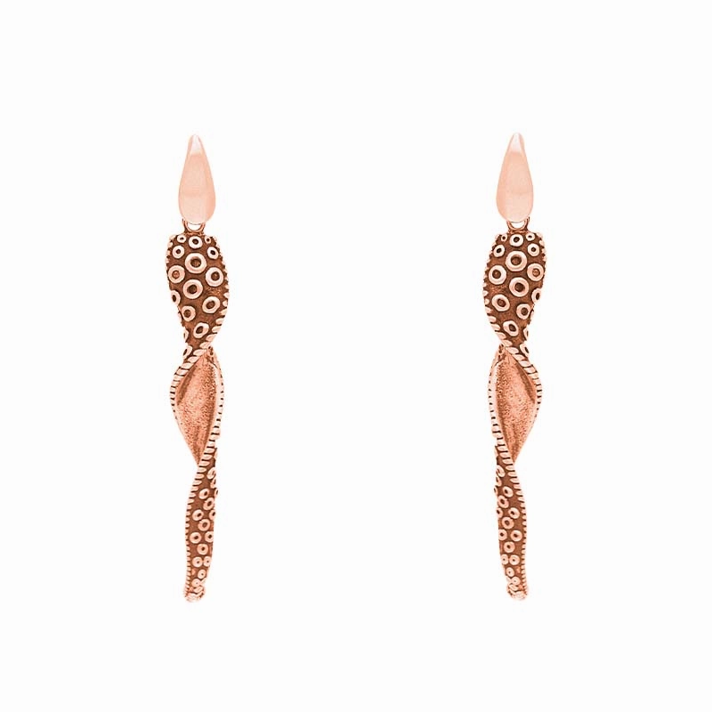 9ct Rose Gold Tentacle Twist Drop Earrings