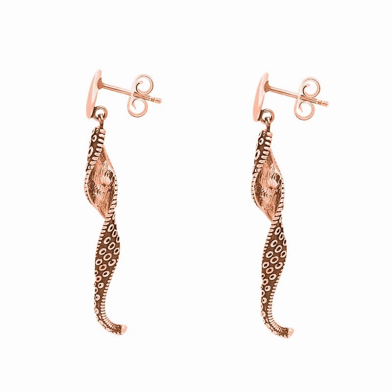 9ct Rose Gold Tentacle Twist Drop Earrings
