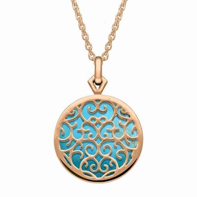 9ct Rose Gold Turquoise Flore Filigree Necklace