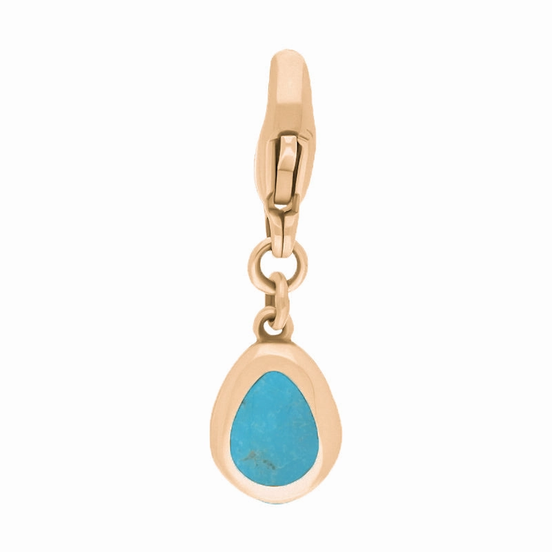9ct Rose Gold Turquoise Pear Shaped Cross Clip Charm