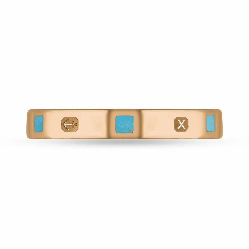 9ct Rose Gold Turquoise Queen's Jubilee Hallmark Princess Cut 3mm Ring D
