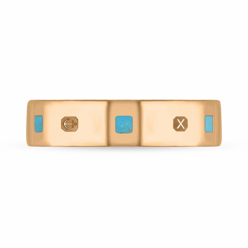 9ct Rose Gold Turquoise Queen's Jubilee Hallmark Princess Cut 5mm Ring D