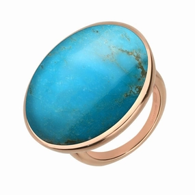 9ct Rose Gold Turquoise Round Ring