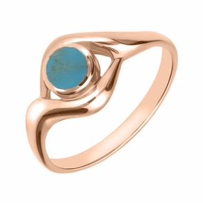 9ct Rose Gold Turquoise Round Twist Ring