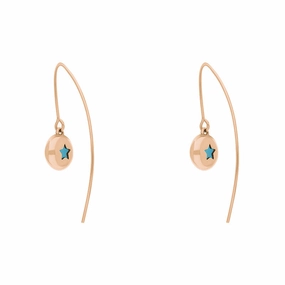 9ct Rose Gold Turquoise Star Disc Drop Earrings