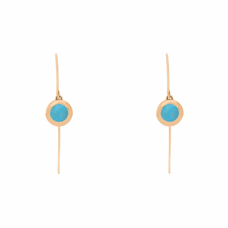 9ct Rose Gold Turquoise Star Disc Drop Earrings