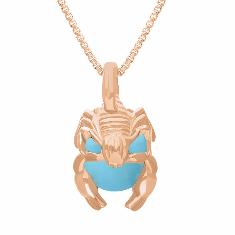 9ct Rose Gold Turquoise Zodiac Scorpio 9mm Bead Pendant