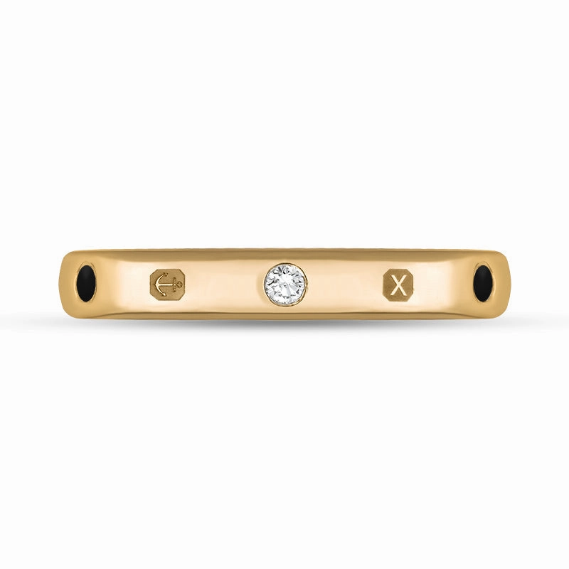 9ct Rose Gold Whitby Jet 0.06ct Diamond Queen's Jubilee Hallmark 3mm Ring D