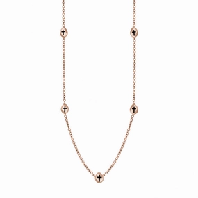 9ct Rose Gold Whitby Jet Cross Link Disc Chain Necklace