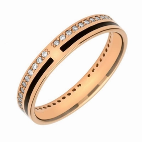 9ct Rose Gold Whitby Jet Diamond Inlaid Wedding Band Ring