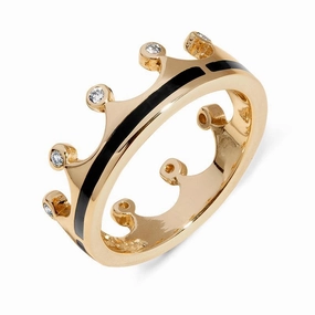 9ct Rose Gold Whitby Jet Diamond Tiara Band Ring