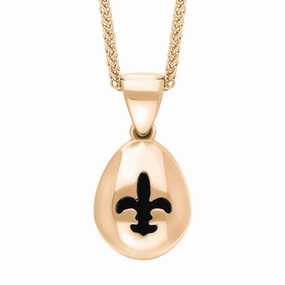 9ct Rose Gold Whitby Jet Fleur De Lis Pear Shape Necklace