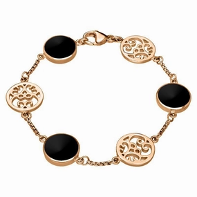 9ct Rose Gold Whitby Jet Flore Filigree Bracelet