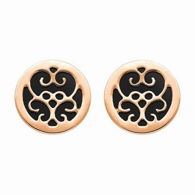 9ct Rose Gold Whitby Jet Flore Filigree Stud Earrings
