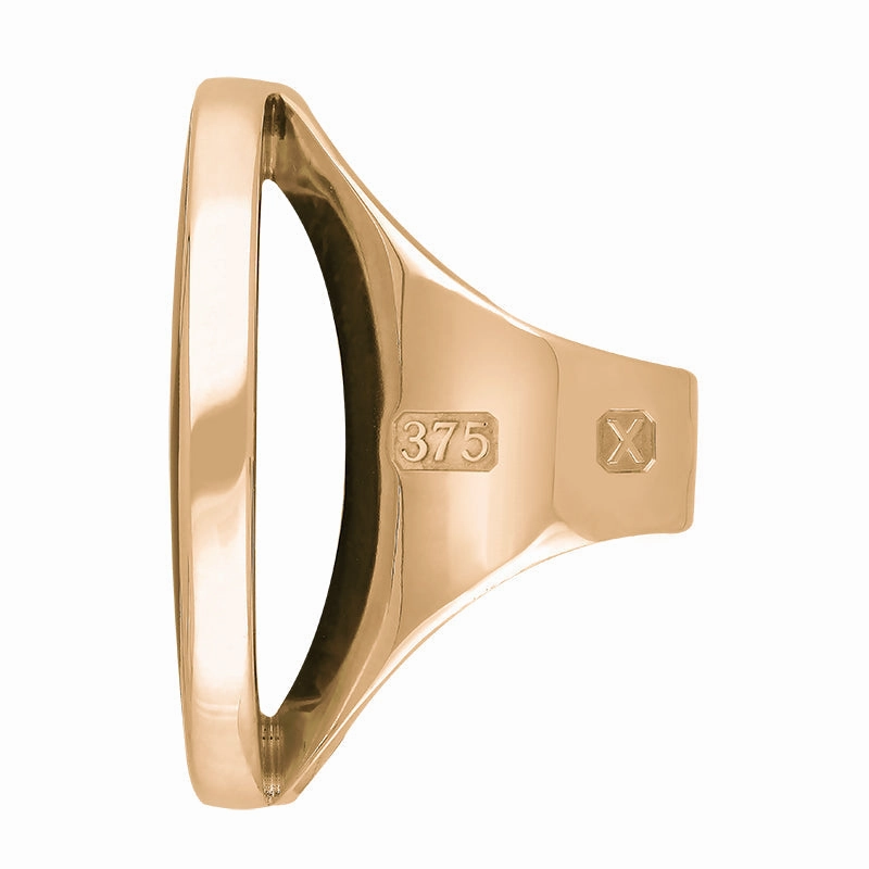 9ct Rose Gold Whitby Jet Hallmark Large Round Ring