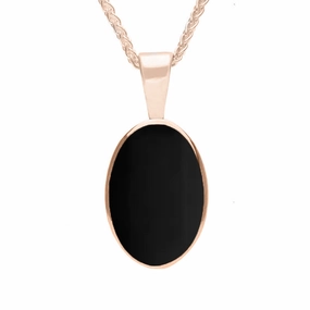 9ct Rose Gold Whitby Jet Oval Necklace