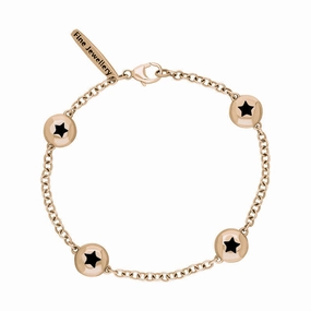 9ct Rose Gold Whitby Jet Oval Star Detail Four Stone Bracelet