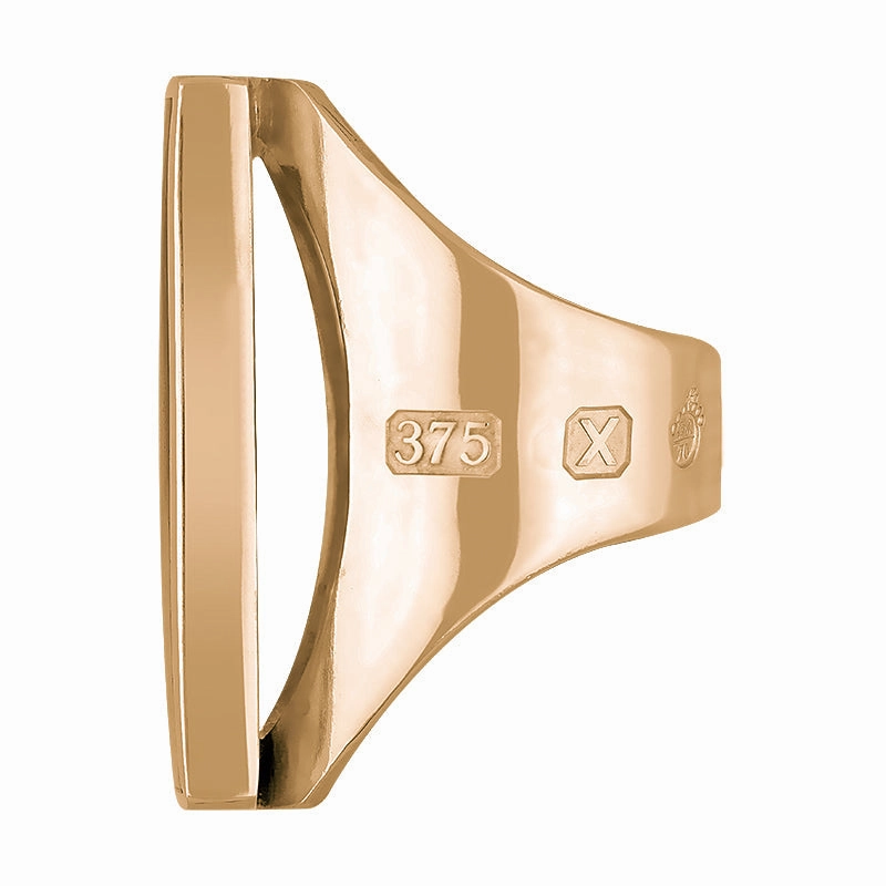 9ct Rose Gold Whitby Jet Queen's Jubilee Hallmark Large Square Ring D