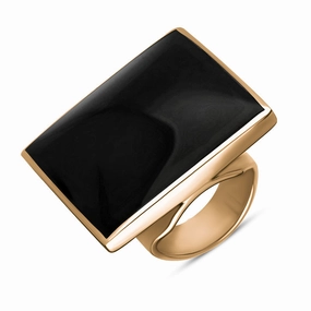9ct Rose Gold Whitby Jet Queen's Jubilee Hallmark Large Square Ring D